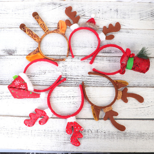 6 Unidades De Diademas Con Diseño De Sombrero Navideño Y Ast