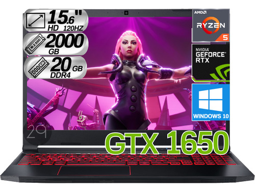 Portátil Gamer Acer Nitro5 Ryzen5 Ram 20gb 2000gb Gtx 1650