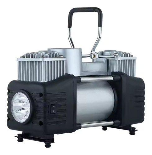 Kit Compresor Inflador 12v Valija Linterna Auto Moto 4x4 Negro