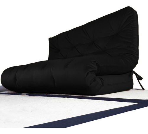 Futon Sofa Cama Casal Tendencia Oriental Preto