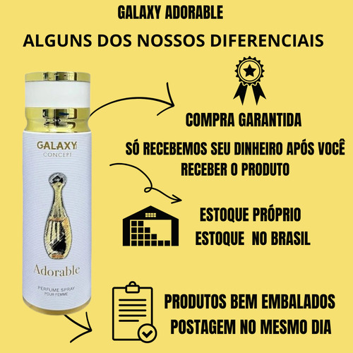 Perfume Árabe Presente Namorada, Mãe, Ficante, Amiga Feminino Adorable Galaxy 200ml Perfume Corporal Importado Cheiro De Grife Alta Fixação E Projeção