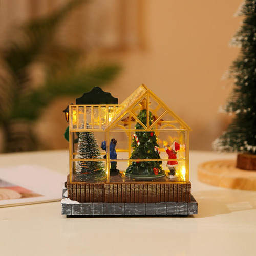 D Casa De Navidad De Mesa Led, Casas De Pueblo Con Escena