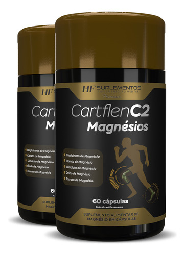 2x Cartflen C2 5 Tipos De Magnésios 60caps Hf Suplementos