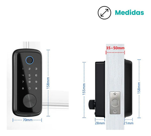 Cerradura Digital Teclado De Acceso Código Huella App Ttlock Negro