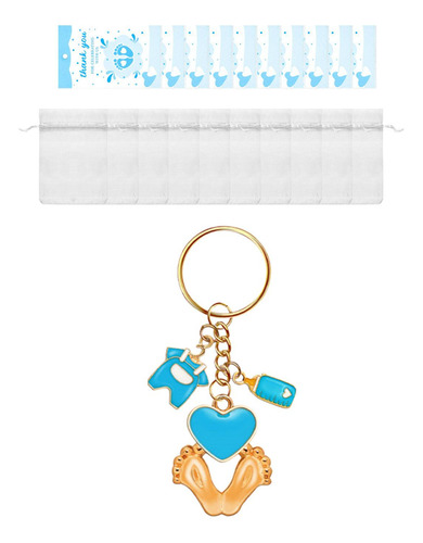Llavero De Metal Con Forma De Huella De Pie Para Baby Azul