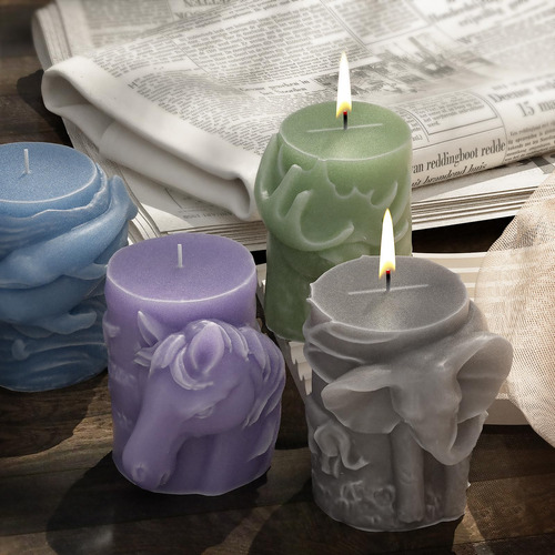 Molde De Silicona Elefante Espiral Para Velas Y Decoración Animal-column-elephant