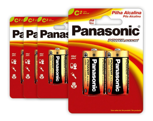 8 Pilhas Alcalinas Panasonic C (média)