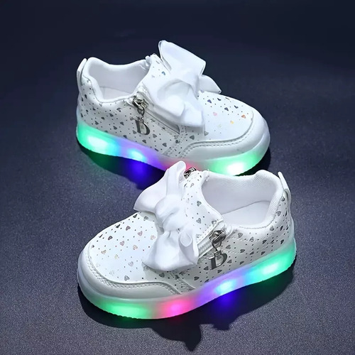 Tenis Con Luz Led Zapato Para Niiñas Corazones