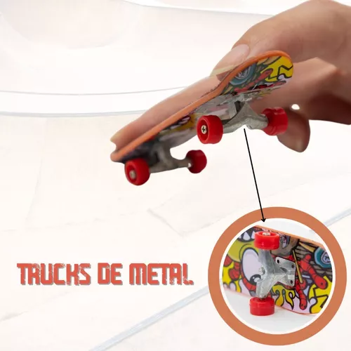 Kit 5 Skate De Dedo Mini Prancha Shape Com Lixa Truck Metal