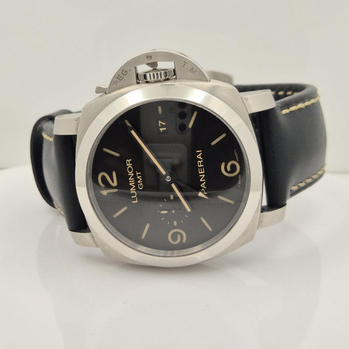 Panerai Luminor 1950 Gmt 3 Days Brazil Edição Ltda 50 Peças Preto Prateado Castanho (Usado)