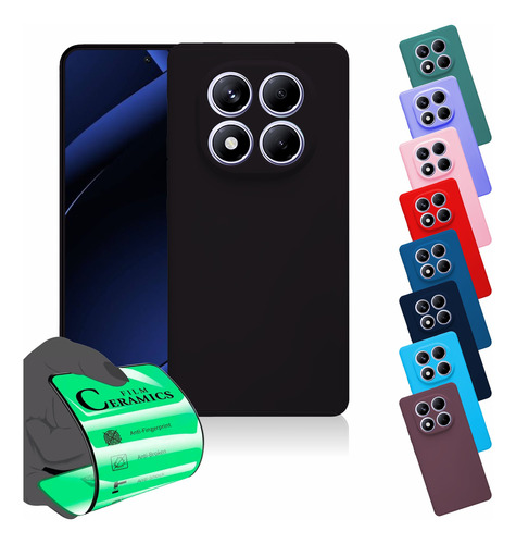 Capa Anti Shock Aveludada + Pelicula Para Poco X7 X7 5g