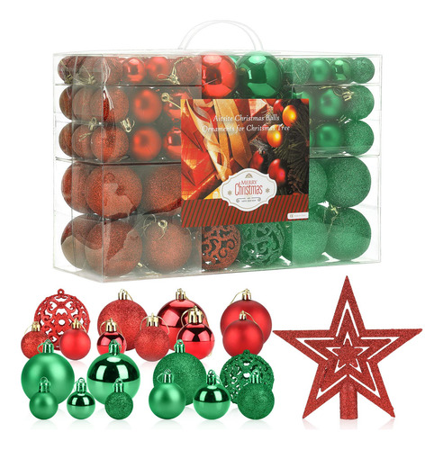 Juego 100 Adornos Inastillables Miniesferas Navidad Rojo Ver