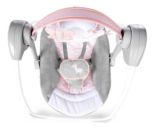 Silla mecedora para bebé Ingenuity Comfort 2 Go Portable Swing eléctrica flora the unicorn gris/blanco/rosa
