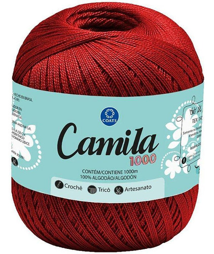 Linha Para Crochê Camila 09046 Vermelho Intenso Pct Com 06