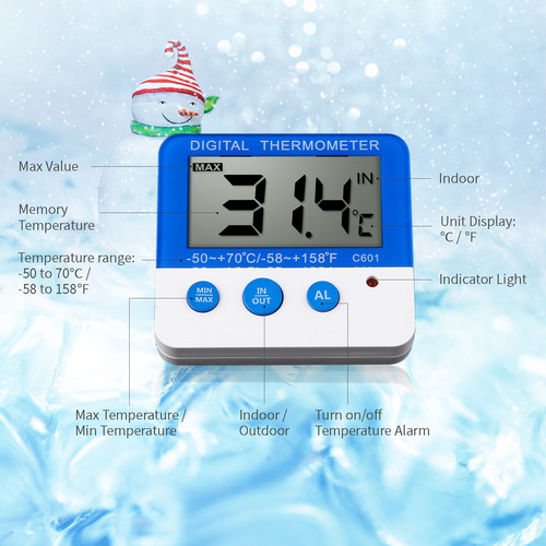 Termómetro, Alarma Digital Mínima Y Refrigerador Máximo