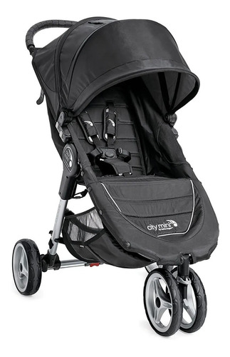 Coche de 3 ruedas Baby Jogger City Mini black con chasis color plateado