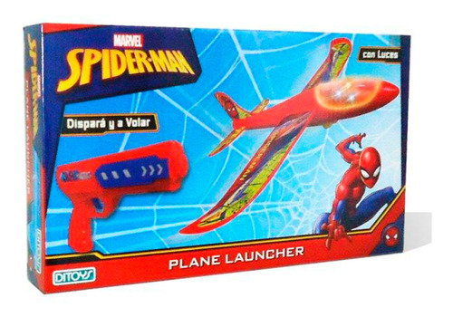 Spiderman Plane Launcher Pistola Lanza Avion C Luces Ditoys