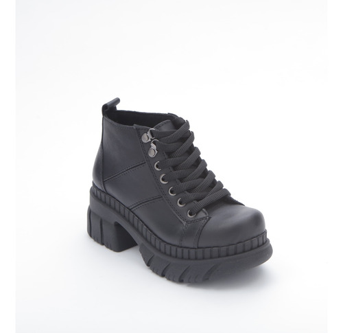 Borcego Savage Mosa 25 Negro Cuero Plataforma Moda De Mujer