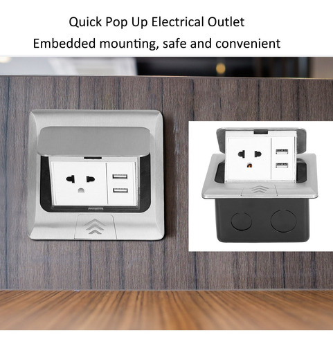 Imagen 4 de 10 de Enchufe Eléctrico Del Piso Del Zócalo Dual Del Escritorio De