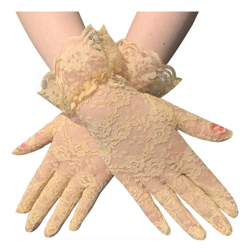 A*gift Guantes Elegantes Con Mitones Florales Para Mujer,