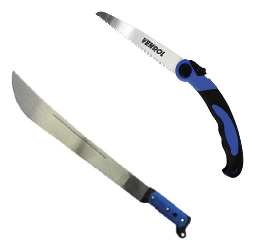 Serrucho Plegable Con Hoja De Acero Sk5 21 Cm Y Machete 14