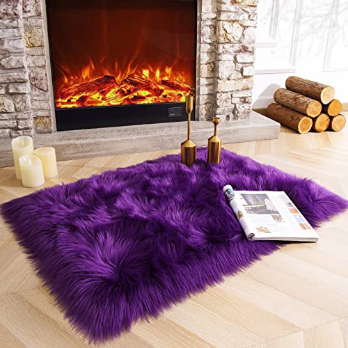 Homore Soft Fluffy Faux Fur Area Rug For Bedroom 5l76d