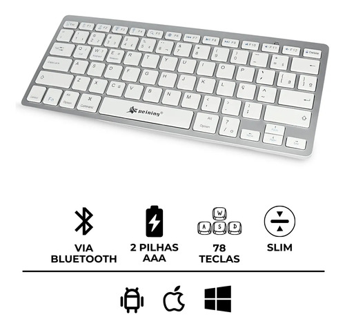 Teclado 60% Sem Fio Bluetooth Qwerty Membrana Ergonomico