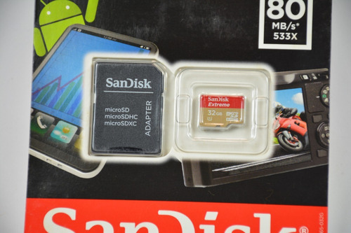 Imagem 3 de 4 de Cartão De Memória Microsd Sandisk Extreme 32gb Leitura80mb/s