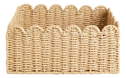 Cesta Con Borde Festoneado, Cestas De Almacenamiento Con Cue