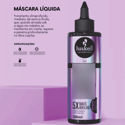 Máscara Líquida Lamelar Haskell 200ml 5x Mais Brilho