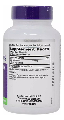 Natrol Isoflavonas De Soya 50mg 120capsulas Apoyo Menopausia Sabor Sin sabor
