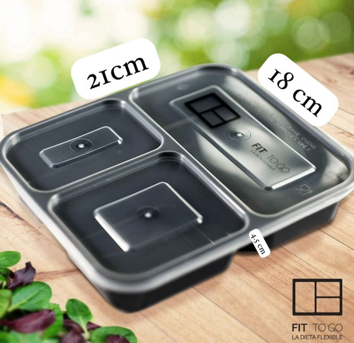 Charola Tipo Plato Reusable De 3 Divisiones Con Tapa