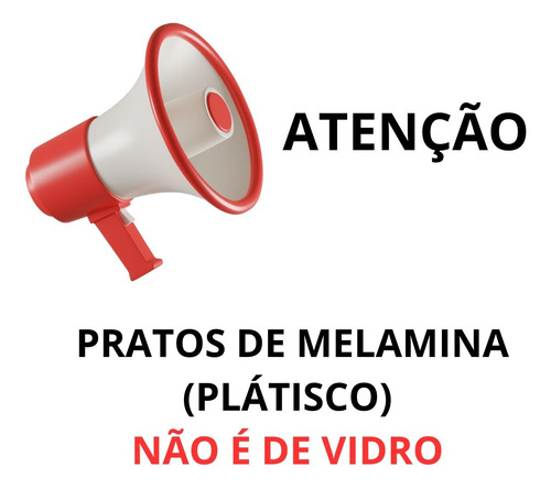 Jogo 12 Pratos Sobremesa Amarelo 20cm Melamina Confeitaria