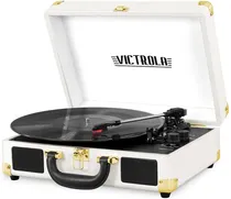 Comprar Tornamesa Bluetooth Bocinas Maletin Vintage Tocadiscos Vinyl Color Blanco