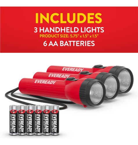 Linterna Led Eveready, Paquete De 3 Con Pilas Aa Incluidas