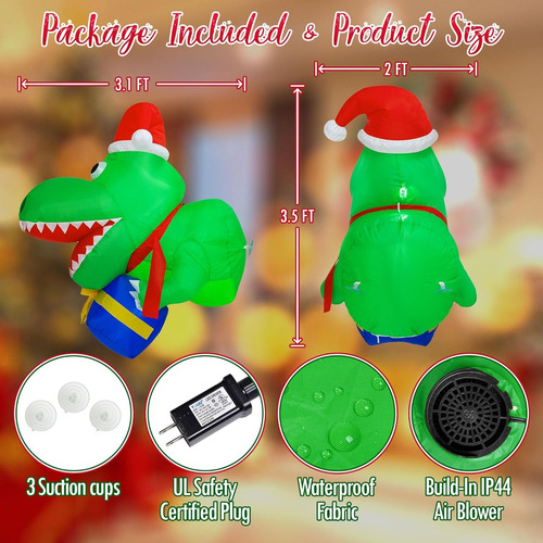 Navidad Inflable Dinosaurio Navidad Ventana Exteriores Y Led