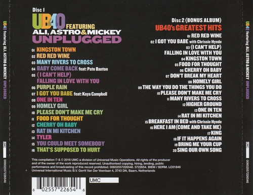 Imagen 2 de 2 de Ub40 Unplugged 2 Cd Nuevo Importado