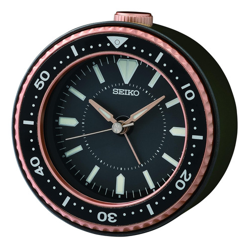 Reloj Despertador Seiko Mai Heritage, Negro Metálico Y Dorad