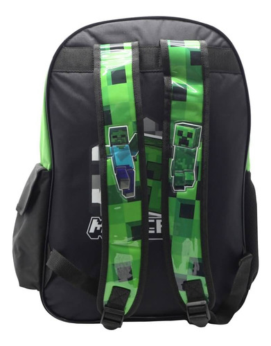 Mochila Escolar Minecraft Aventura Color Negro Diseño De La Tela Liso