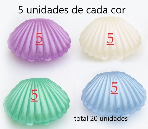 Imagem 2 de 7 de 20 Conchas Plástico Lembrancinha Perolizada Sereia