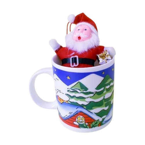 Caneca Natal Papai Noel Trenó Com Enfeite Em Porcelana Novo