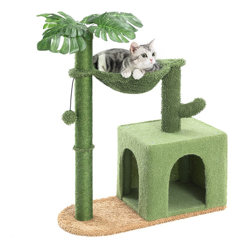 Catreaier Cat Tree Cactus Cat Condominio Con Hamaca Redonda