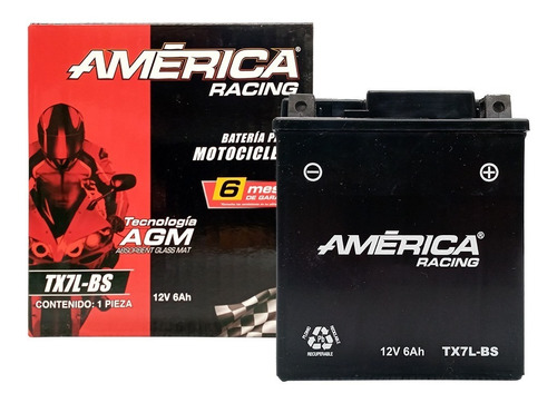Moto Bateria Gel America Agm 12v 6amp. Motobateria Tx7l-bs