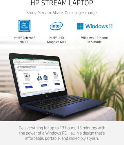 Laptop Hp Stream 11, Intel Celeron N4020, Intel Uhd Graphics