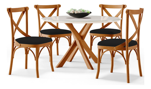 Kit 4 Cadeiras Sala Jantar Living Estofada Ávila Suede Preto