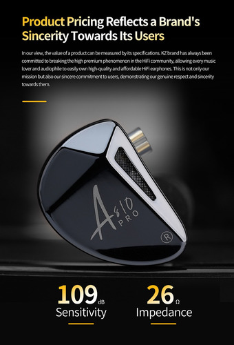 Audífonos Hi Fi Kz As10 Pro Sin Micrófono + Estuche Gris Oscuro