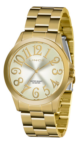 Relógio Pulsodourado Lince Original A Prova D'água Cor da correia Dourado Cor do bisel Dourado Cor do fundo Dourado
