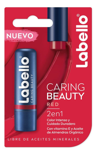 Bálsamo Labial Labello Caring Beauty Color Red 4.8g