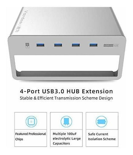 Imagen 4 de 6 de Vaydeer - Soporte Para Monitor De Aluminio (usb 3.0, Soporte