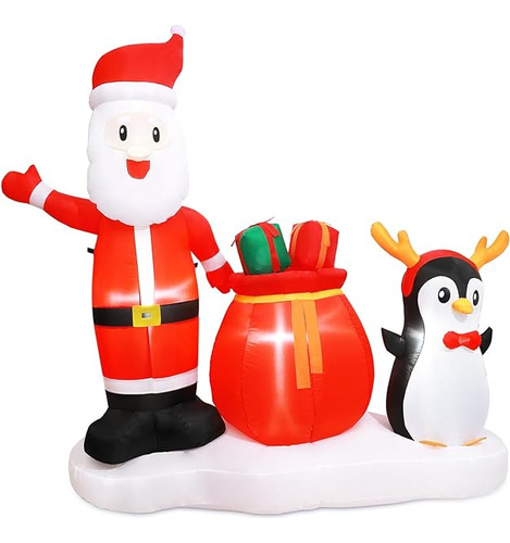Papa Noel Inflable De Navidad De 6 Pies Con Pingüinos Para D